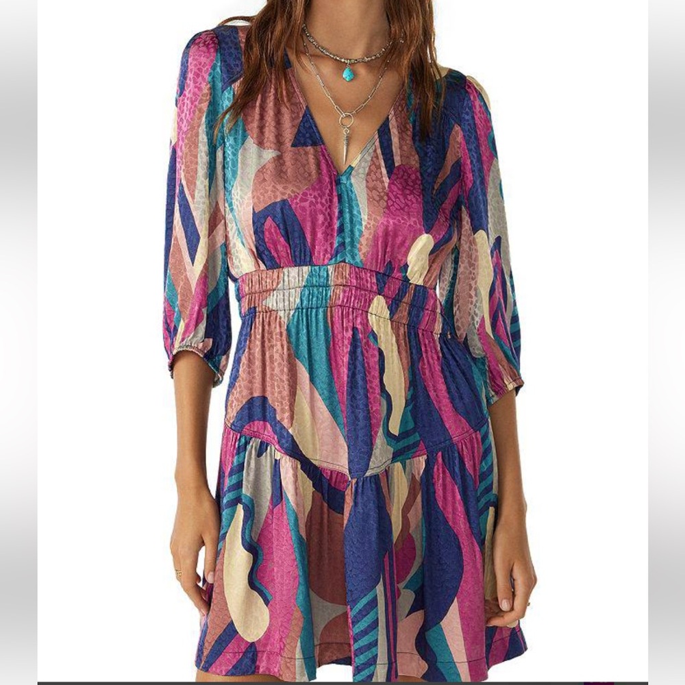NWT ba&sh Multicolor Wacla Smocked Waist Dress
